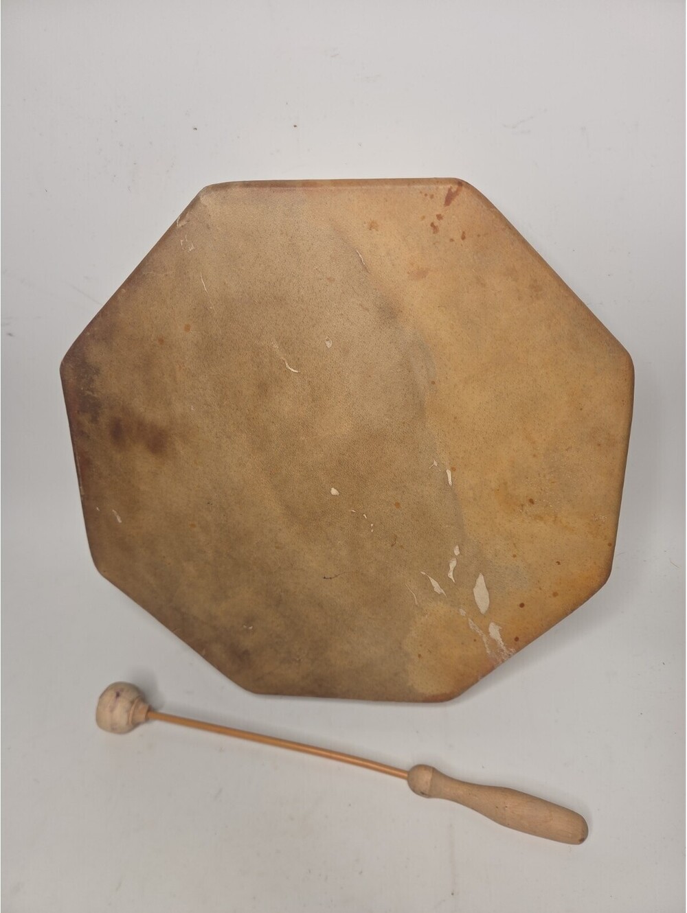 Vintage 15" Native American Hand Drum Rawhide Octagonal Frame Shaman Ceremonial